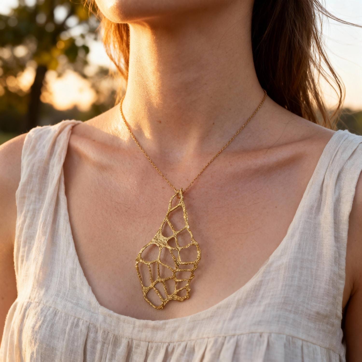 Abstract Sculptural Pendant Necklace — alternate view