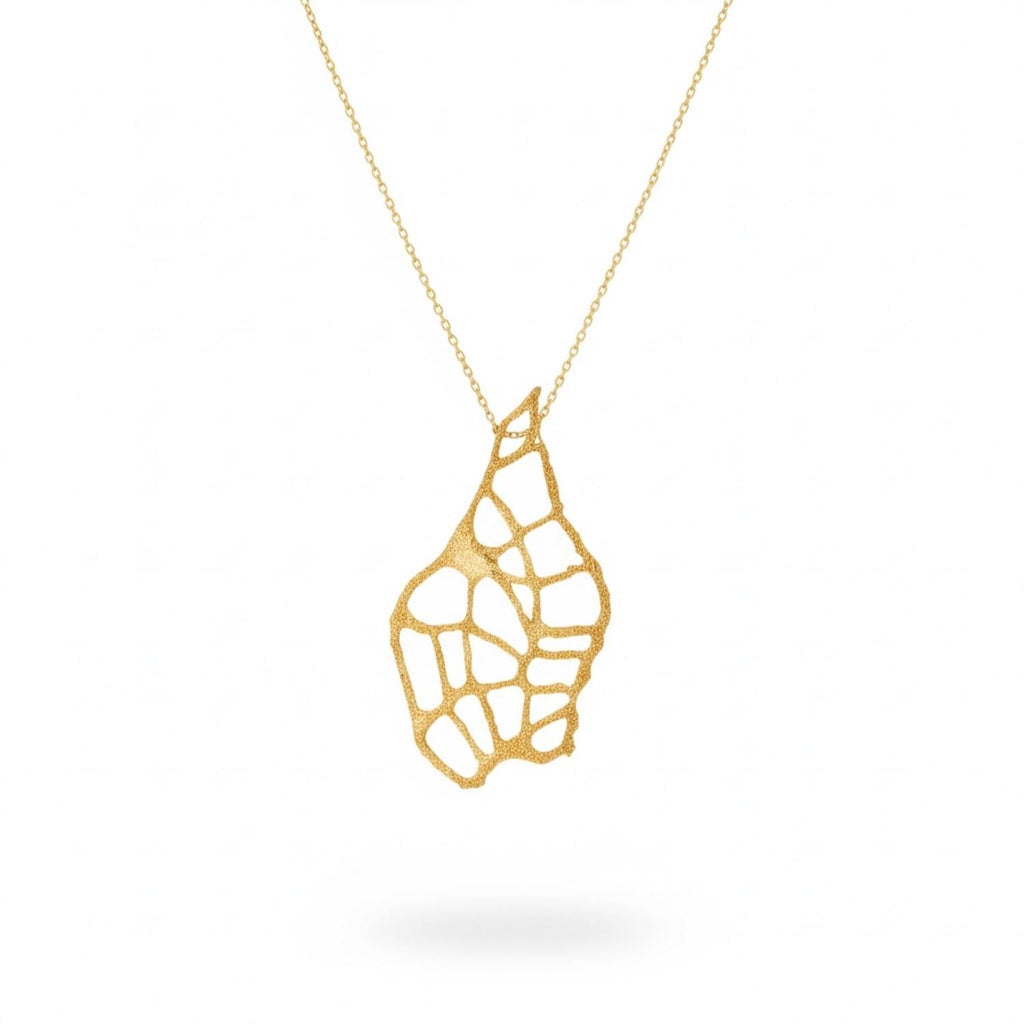 Abstract Sculptural Gold Plated Bronze Pendant Necklace by Silver & Elegant