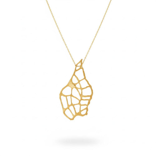 Abstract Sculptural Gold Plated Bronze Pendant Necklace by Silver & Elegant
