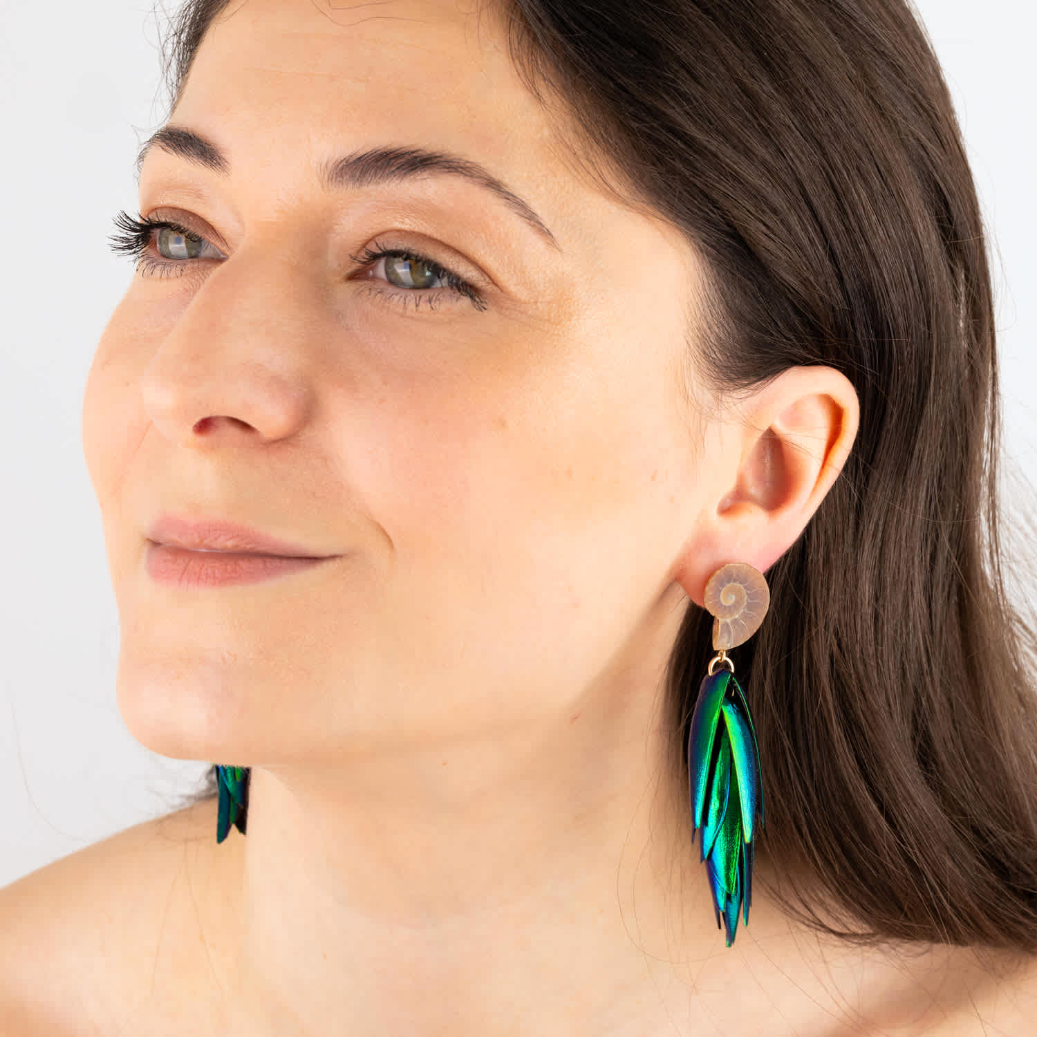 Beetle Earrings — worn