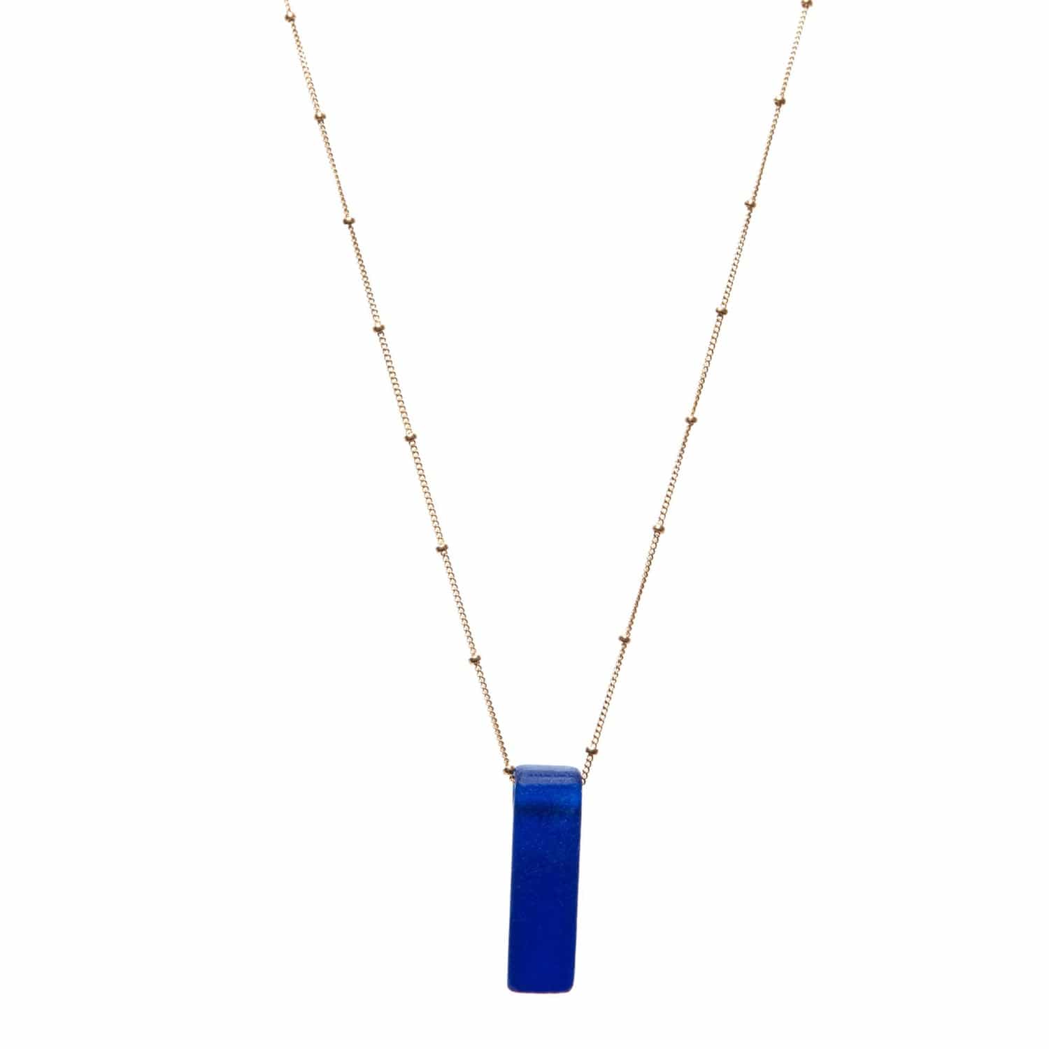 Recycled Cobalt Vodka Bottle Stiletto Necklace by Smart Glass Jewelry