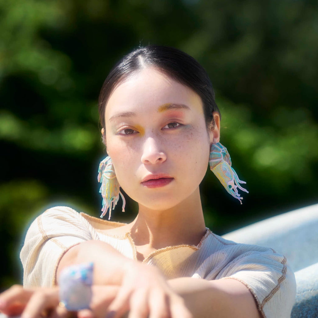 Shrimps Sculptural Earrings — alternate view