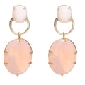 Siren Earrings in Recycled Brass with Vintage Pink Glass by Castlecliff