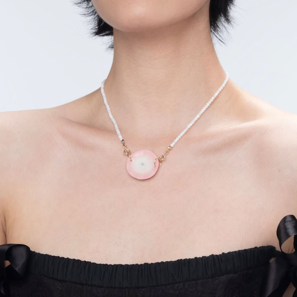 Cup Theater Mini Porcelain & Shell Bead Necklace — alternate view