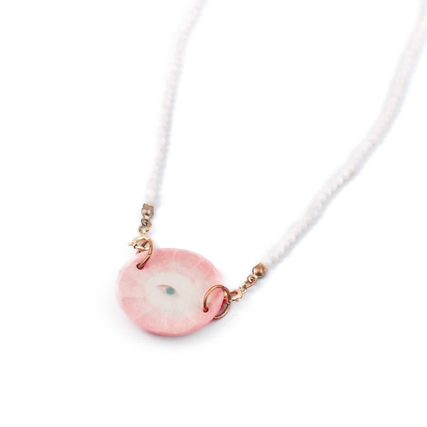Cup Theater Mini Porcelain & Shell Bead Necklace by H2 Studio