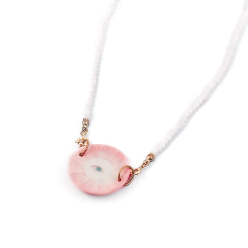 Cup Theater Mini Porcelain & Shell Bead Necklace by H2 Studio